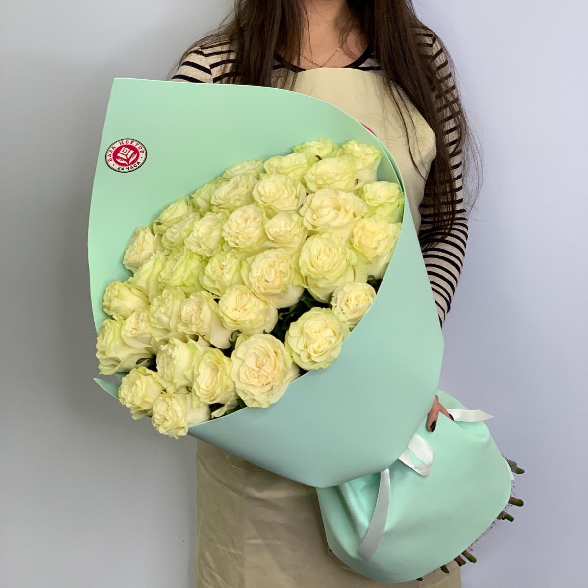Букеты из белых роз 40 см (Эквадор) (№   628)