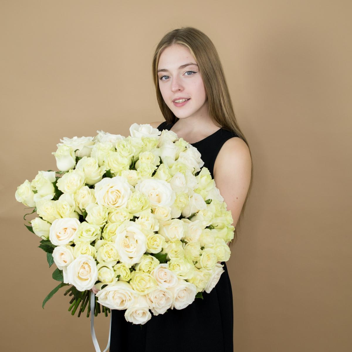 Букеты из белых роз 40 см (Эквадор) (№   628)