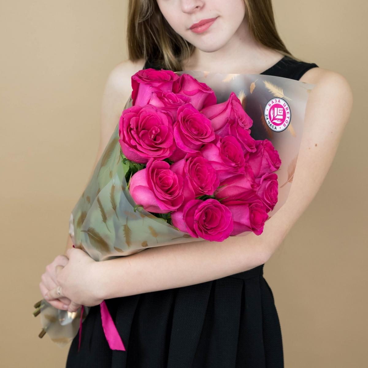 Букет из розовых роз 15 шт 40 см (Эквадор) артикул  84152