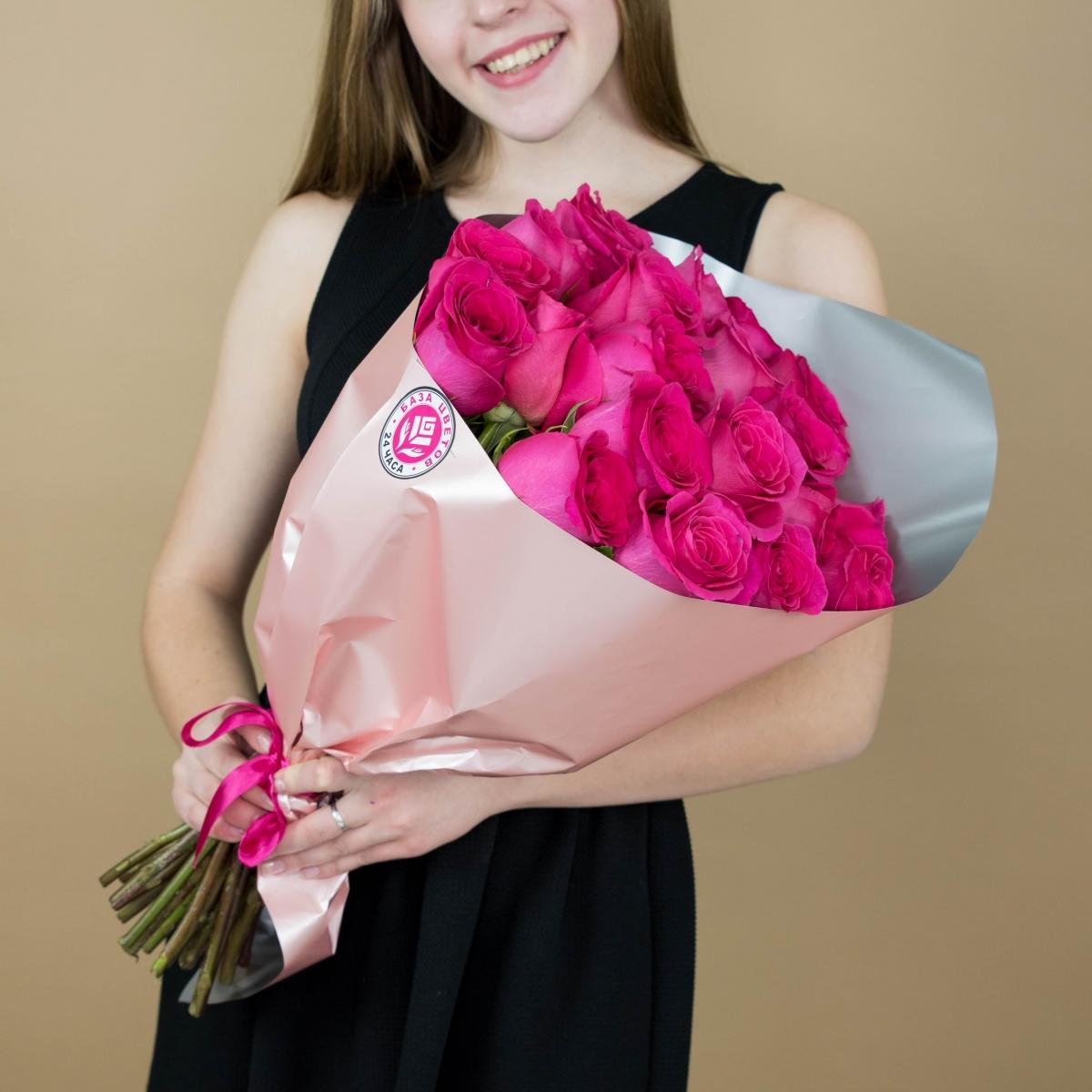 Букет из розовых роз 21 шт. (40 см) (код  84309)