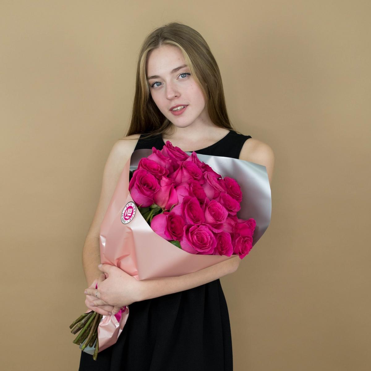 Букет из розовых роз 21 шт. (40 см) (код  84309)