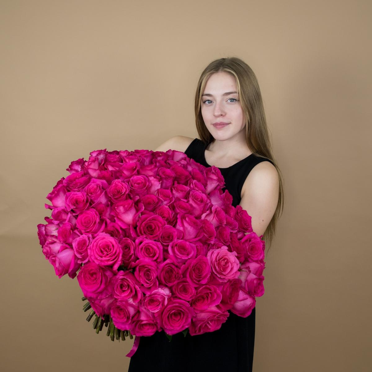 Букет из розовых роз 75 шт. (40 см) код  84623