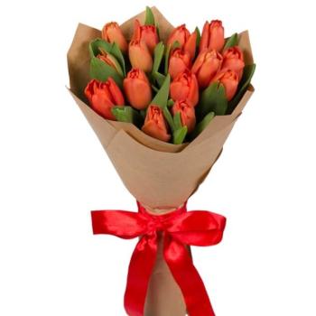 Букет красных тюльпанов 15 шт Артикул  136276